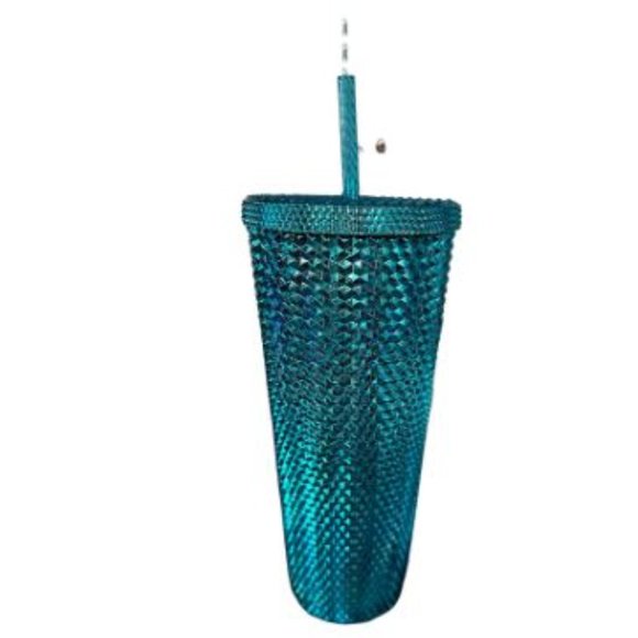 Starbucks 2023 Blue Chrome Studded Venti 24oz Tumbler with Straw - Picture 2 of 3